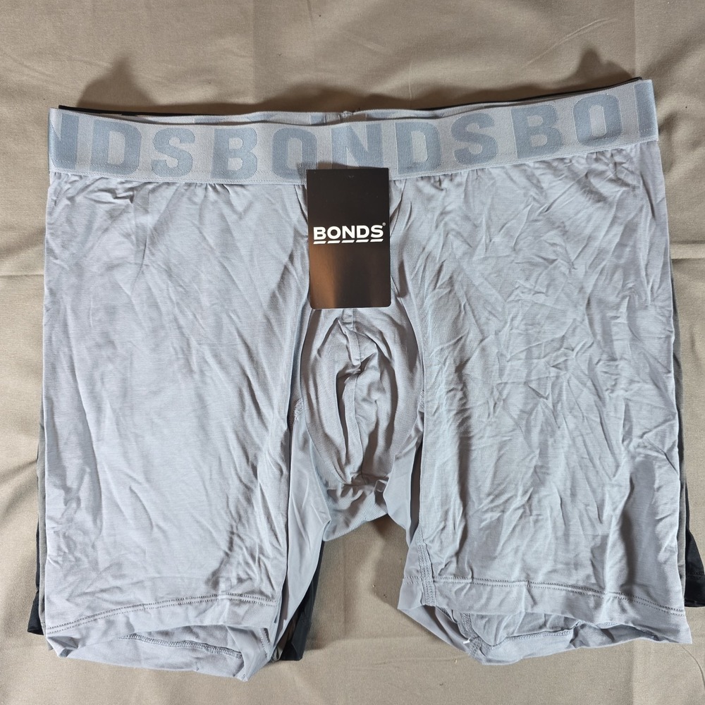 Bonds Underwear Anti-Chafing Boxer XL 3 Pack Black, Fortress, Sting Grey